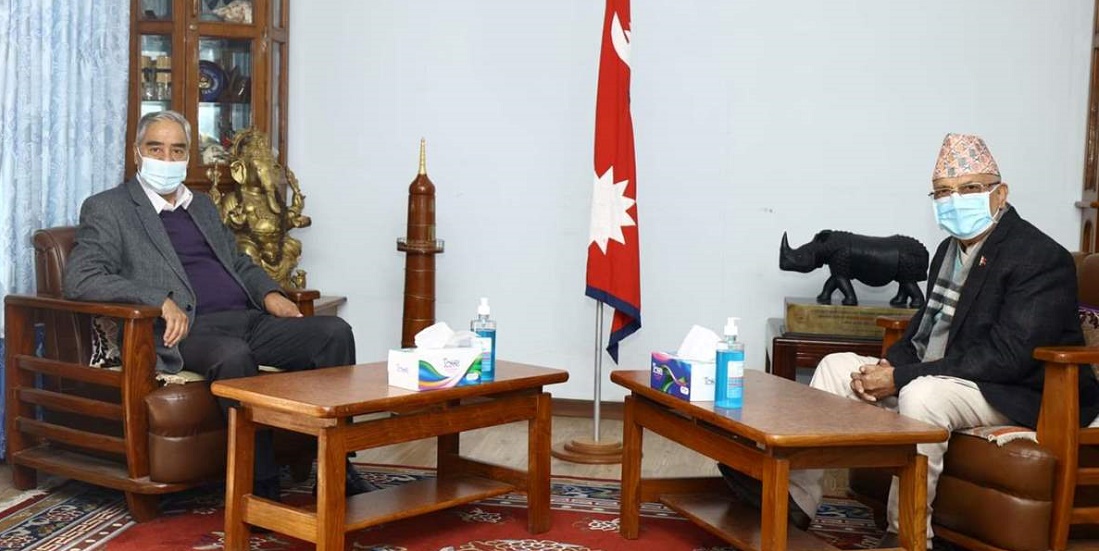 प्रधानमन्त्री देउवा र एमाले अध्यक्ष ओलीबीच भेटवार्ता