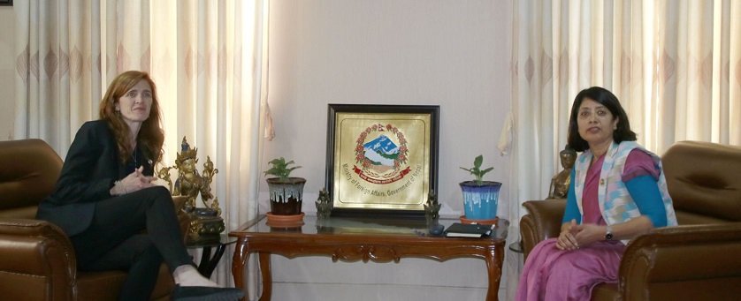 परराष्ट्रमन्त्री पौड्याल र युएसएआईडी प्रमुख सामन्थाबीच भेटवार्ता