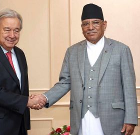 प्रधानमन्त्री प्रचण्ड र राष्ट्रसङ्घका महासचिव गुटेरेसबीच भेटवार्ता