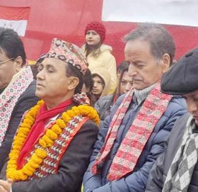 कांग्रेस महामन्त्री थापाले मेची पुलबाट शुभारम्भ गरे मेची: महाकाली संवाद यात्रा