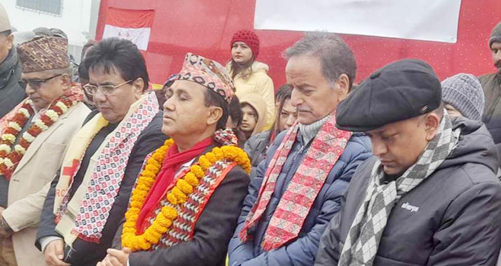 कांग्रेस महामन्त्री थापाले मेची पुलबाट शुभारम्भ गरे मेची: महाकाली संवाद यात्रा