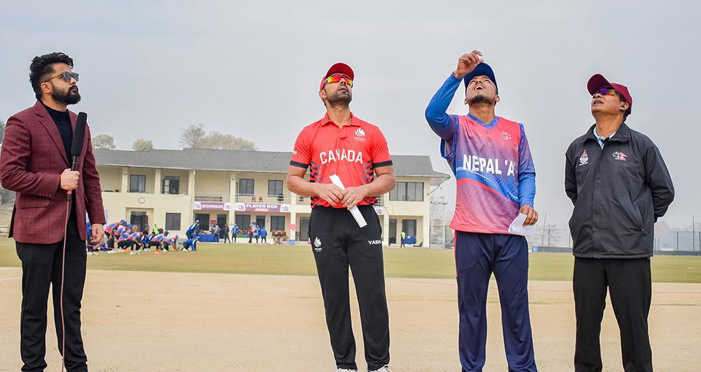क्यानडाविरुद्ध पहिले फिल्डिङ गर्दै नेपाल ‘ए’