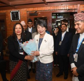 हनुमानढोका दरबार क्षेत्रको अवलोकन गर्दै जापानी विदेशमन्त्री योको