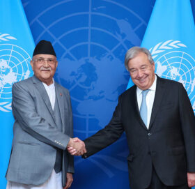 ग्रिन हाउस उत्सर्जनमा भारी कटौती गर्नुपर्नेमा प्रधानमन्त्री ओली र महासचिव गुटेरसको समान मत