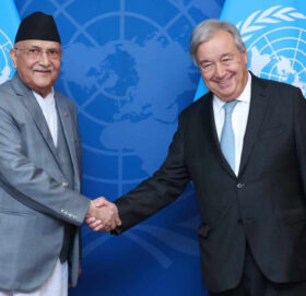 प्रधानमन्त्री ओली र राष्ट्रसंघका महासचिव गुटेरेसबीच भेटवार्ता
