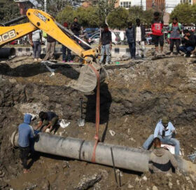 बबरमहलमा फुटेको मेलम्ची खानेपानीको पाइप मर्मत सकियो