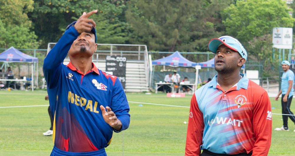 चारदेशीय टी-२० शृङ्खला : कुवेतविरुद्ध टस जितेर फिल्डिङ गर्दै नेपाल