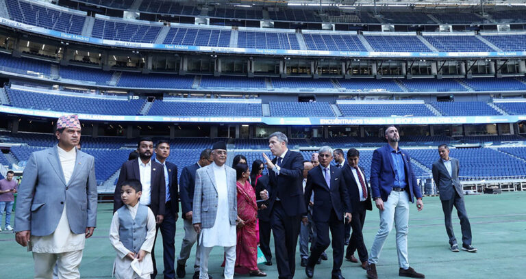 प्रधानमन्त्री ओलीले गरे रियल मेड्रिडको रंगशाला भ्रमण