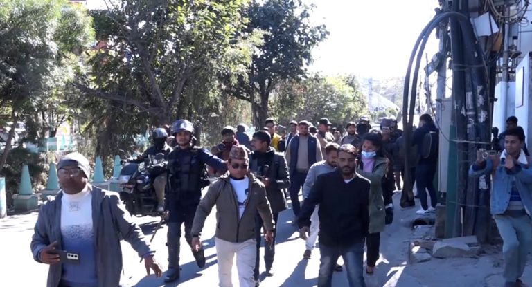 बिजुली बजारमा राजावादीको प्रदर्शन, एक जना पक्राउ