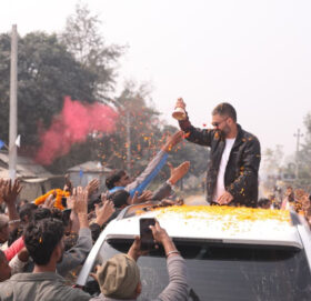 मधेश दौडाहामा बालेन, सप्तरीमा समर्थकले गरे भव्य स्वागत