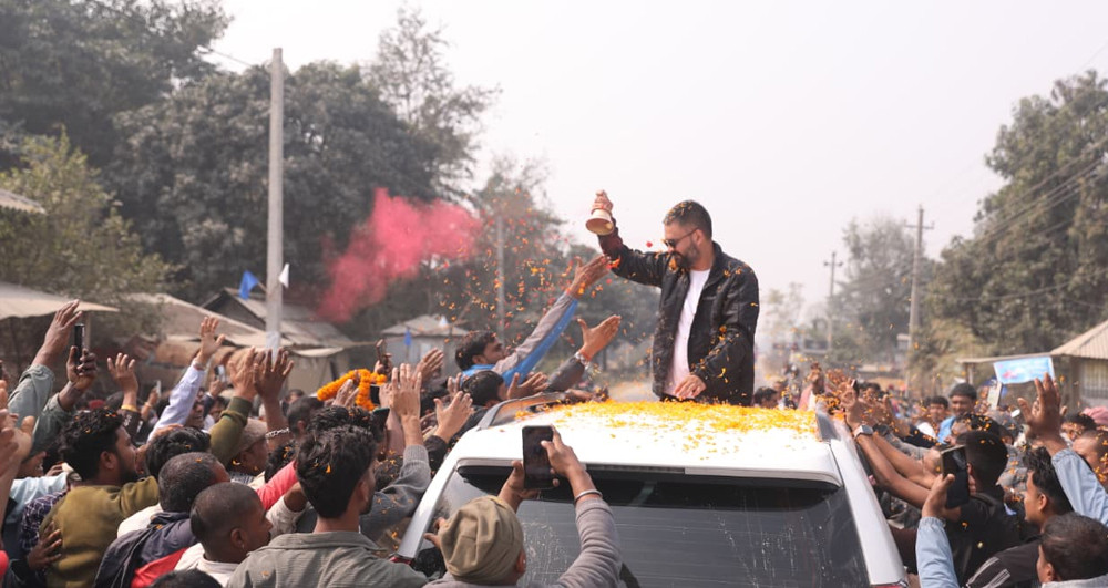 मधेश दौडाहामा बालेन, सप्तरीमा समर्थकले गरे भव्य स्वागत