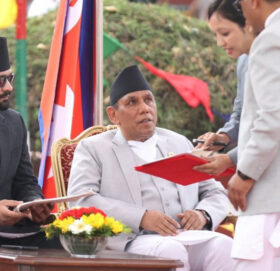 नवनियुक्त प्रधानमन्त्री बालेन्द्र साहको शपथ समारोह सुरु